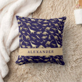 Coussin Dinosaure Mignon Nom Personnalisé Bleu (Couverture)