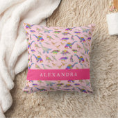 Coussin Dinosaure Mignon Nom Personnalisé Rose (Couverture)