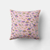 Coussin Dinosaure Mignon Nom Personnalisé Rose (Verso)