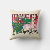 Coussin Dinosaure Noël Père Noël Jeu d'oreiller (Verso)