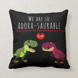 Coussin Dinosaure Noir Amoureux des Valentines Jour