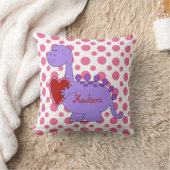 Coussin Dinosaure pourpre sur le pois rose, nom de W (Couverture)