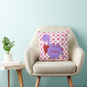 Coussin Dinosaure pourpre sur le pois rose, nom de W (Chaise)