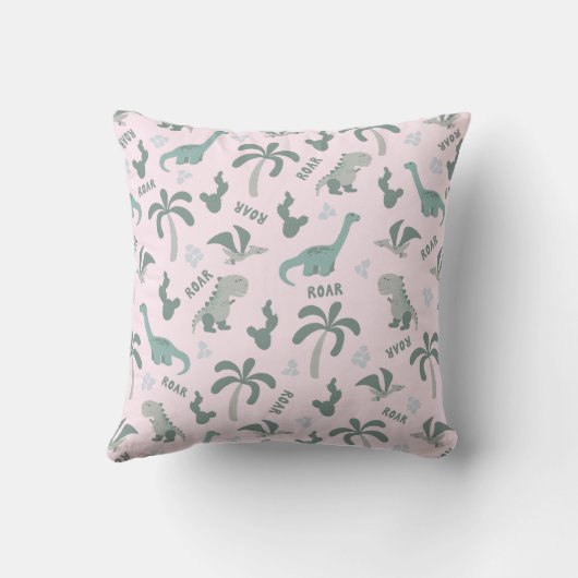 Coussin Dinosaure rose et vert (Verso)