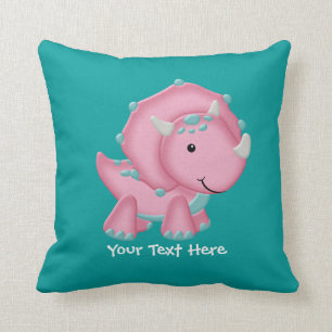 Coussin Dinosaure rose (personnalisable)
