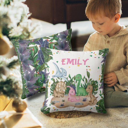 Coussin Dinosaure rustique vert Nom