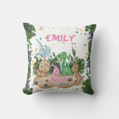 Coussin Dinosaure rustique vert Nom (Recto)