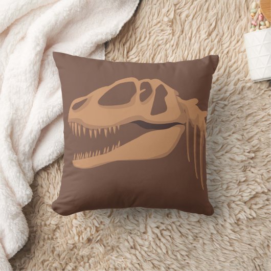 Coussin Dinosaure T-rex Skeleton Fossil Salle Brown pour e (Couverture)
