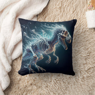 Coussin Dinosaure translucide Squelette brillant dans l'ob