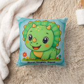 Coussin ~ DINOSAURE VERT ~ Piétiner câliner répéter ~ (Couverture)