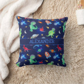 Coussin Dinosaures à l'aquarelle astronautes dans l'espace (Couverture)