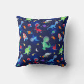 Coussin Dinosaures à l'aquarelle astronautes dans l'espace (Verso)