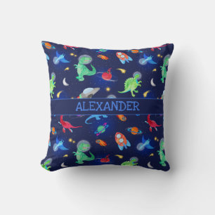 Coussin Dinosaures à l'aquarelle astronautes dans l'espace