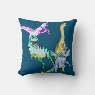 Coussin Dinosaures à l'aquarelle pour enfants