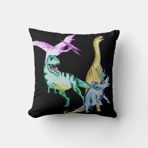 Coussin Dinosaures à l'aquarelle pour enfants