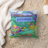 Coussin Dinosaures colorés Nom personnalisé (Couverture)