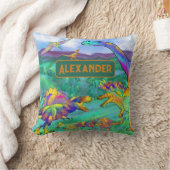 Coussin Dinosaures colorés Nom personnalisé (Couverture)