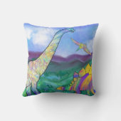 Coussin Dinosaures colorés Nom personnalisé (Verso)