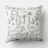 Coussin Dinosaures Illustrations Motif noir et blanc (Verso)