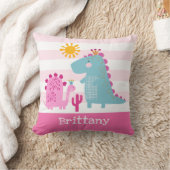 Coussin Dinosaures mignonnes Bébé Fille rose Gras Kawaii (Couverture)