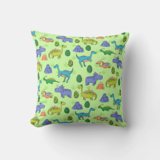 Coussin Dinosaures mignons, Style Dessin Caricature.