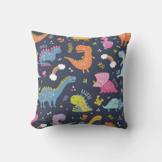 Coussin Dinosaures pour enfants : Motif Vintage coloré