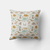 Coussin Dinosaurs Kids Hand Drawn Boho Dinosaur Monogram (Verso)