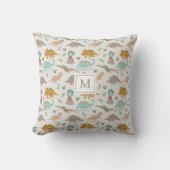 Coussin Dinosaurs Kids Hand Drawn Boho Dinosaur Monogram (Recto)