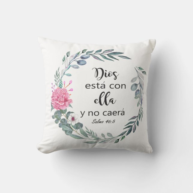 Coussin Dios está con ella y no caerá, espagnol Bible Cita (Recto)