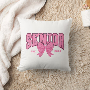 Coussin Diplômée Féminine Coquette Senior 2026 Nœud Rose