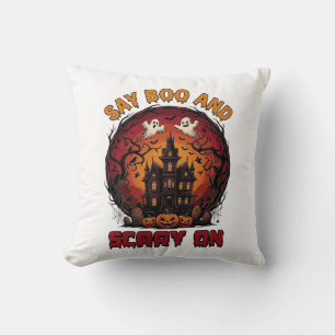 Coussin Dis Maison Hantée Fantômes Citrouilles Halloween E