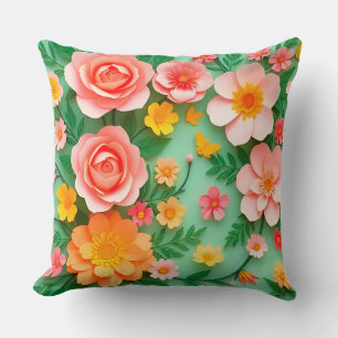 Coussin Disposition de fleurs en papier coloré