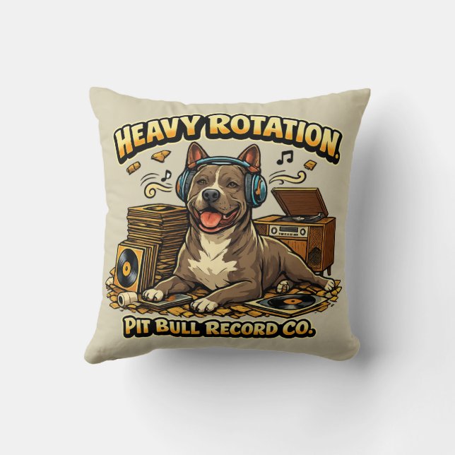 Coussin Disques vinyles cool Pitbull ambiance Rétro (Verso)