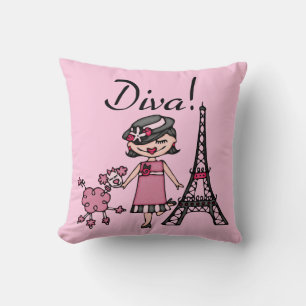 Coussin Diva de cheveux noirs