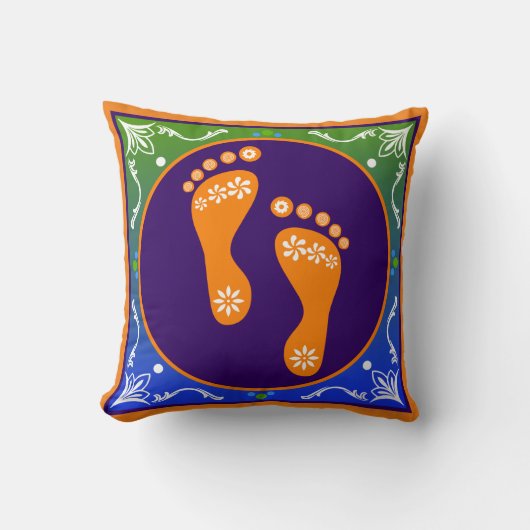 Coussin Diwali Rangoli Coloré Avec Empreinte (Recto)
