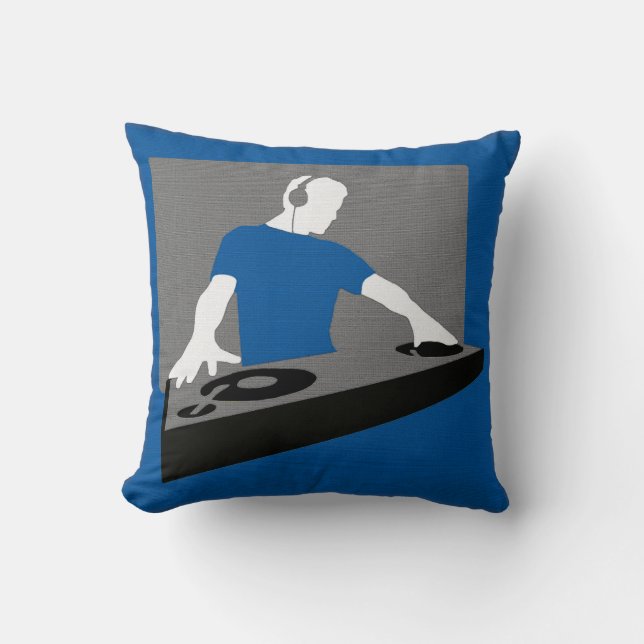 Coussin DJ bleu et gris (Recto)