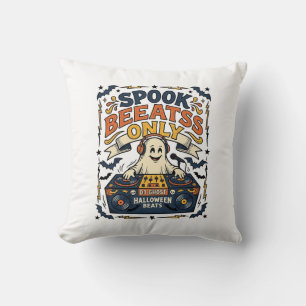 Coussin DJ Ghost Spooky Beats Gravure Vintage Halloween