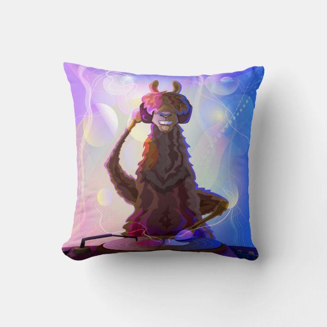 Coussin Dj Llama coloré (Recto)