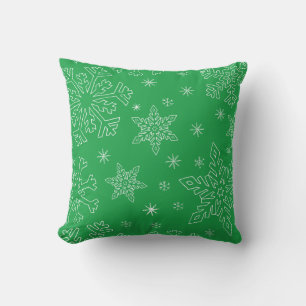 Coussin Dk Green Christmas BG Clipart de garde de flocon d