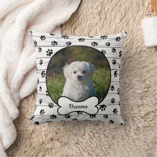 Coussin do-it-yourself Chien Cercle photo Nom Bone Black P