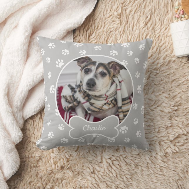 Coussin do-it-yourself Chien Photo Cercle Nom Bone White P (Couverture)