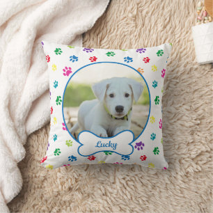 Coussin do-it-yourself Chien Photo Cercle Nom Os Empreinte