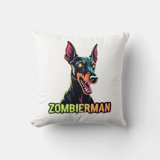 Coussin Doberman Dobie Doby Dobermann Chien Zombie Hallowe (Recto)