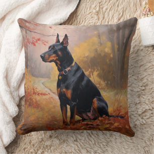 Coussin Doberman en automne Feuilles automne Inspire