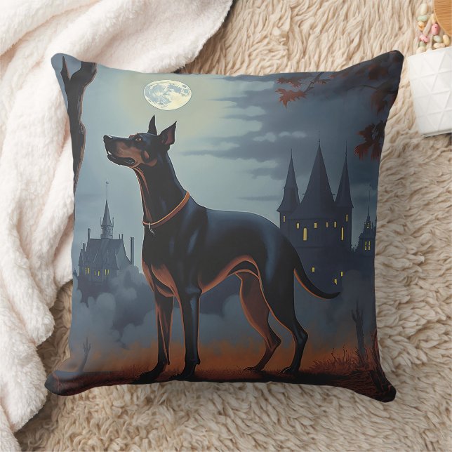 Coussin Doberman Halloween Épouvantable (Couverture)