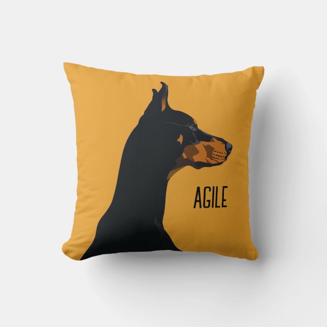 Coussin Doberman jaune (Recto)