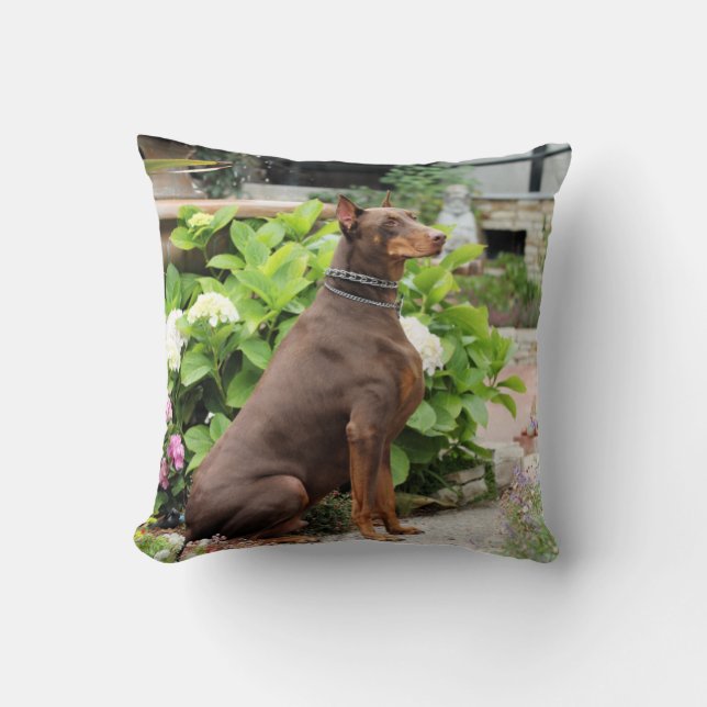 Coussin Dobermann - rouge - rocheux - jardin d'église de (Recto)