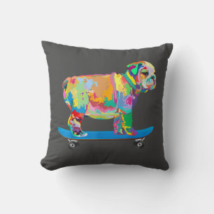 Coussin Dog Colorful Cool Bulldog Puppy Skate