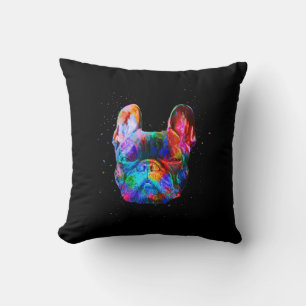 Coussin Dog Geometric Color Splash Pop art French Bulldog