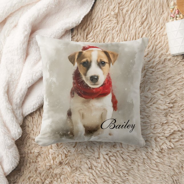 Coussin Dog Name Throw Pillow – Personalized Dog Artwork (Couverture)